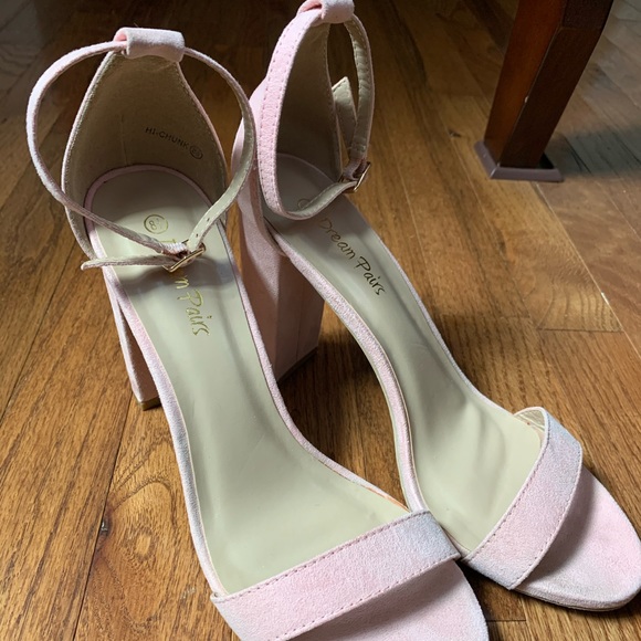 Baby Pink Chunky Heels - Picture 2 of 6